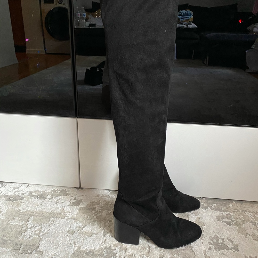 Ash over knee sued leather boots